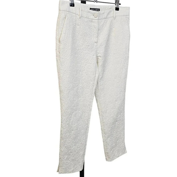 Dolce & Gabanna Womens Floral Embroidered White Cropped Pants Size IT 42 US 6 - Picture 6 of 11